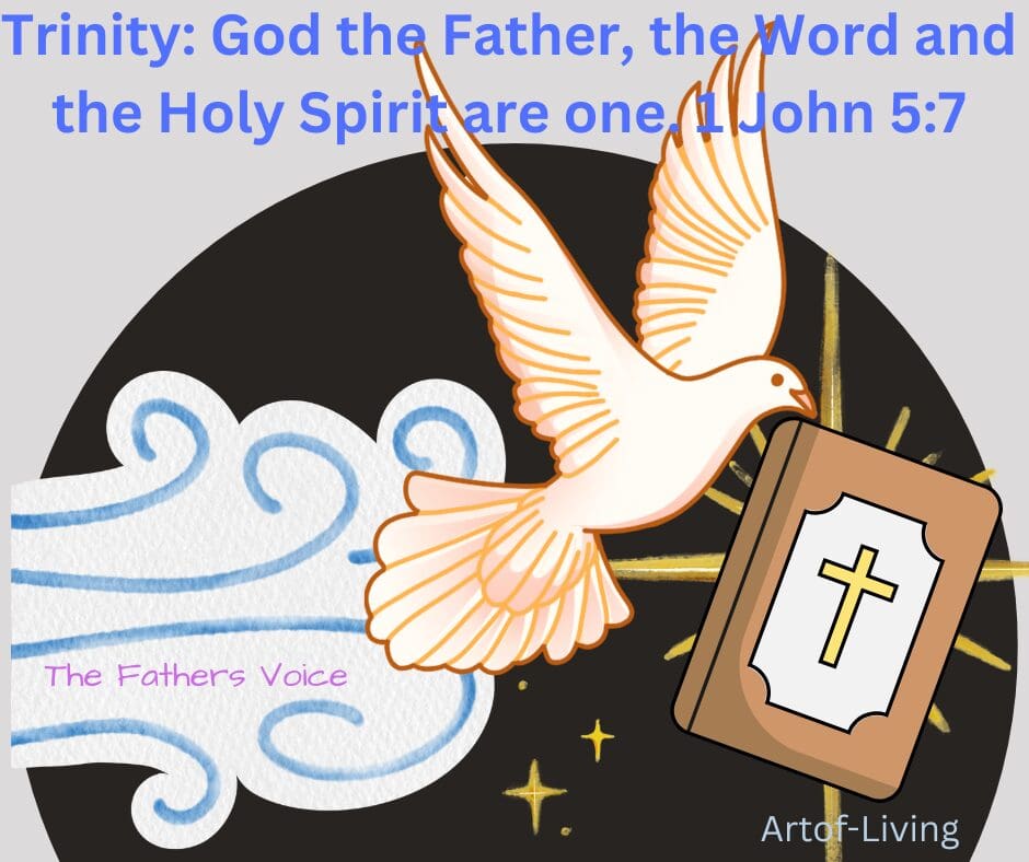 Soaring dove over Bible symbolizing the Trinity